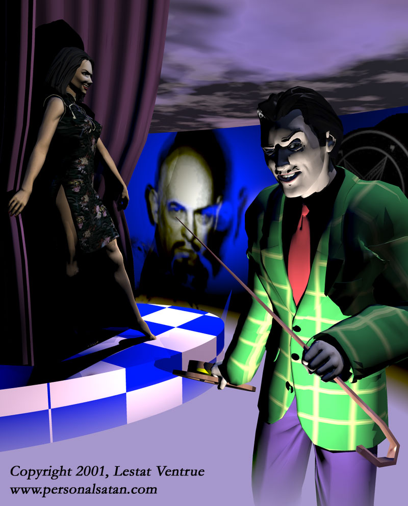 Digital figure composition created with early 3D modeling software
